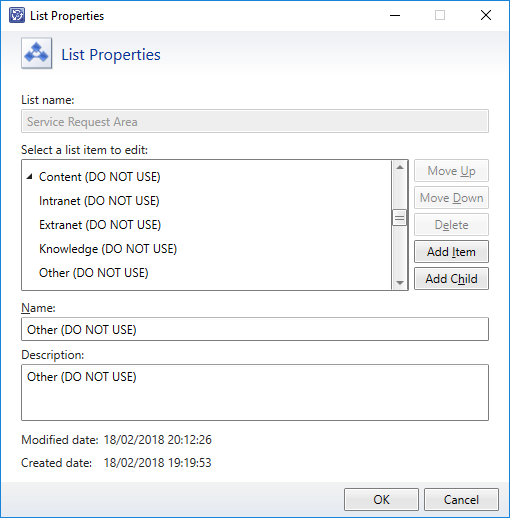 SCSM List Properties