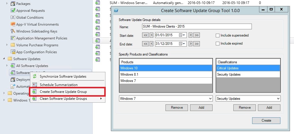 Create Software Update Groups