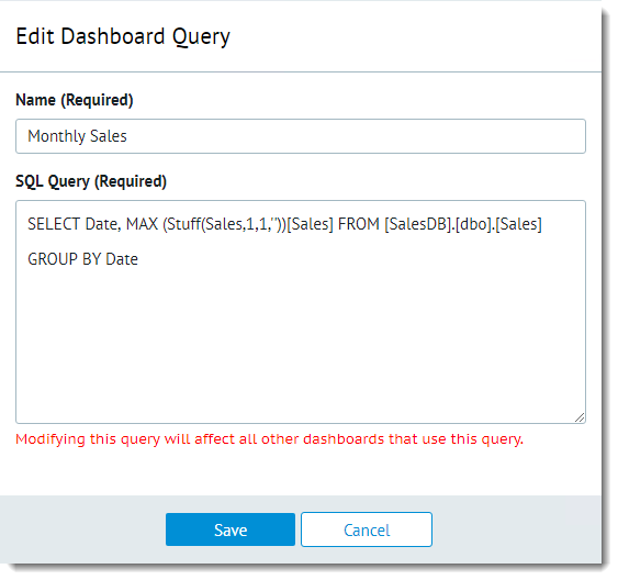 Edit dashboard queries for SCSM