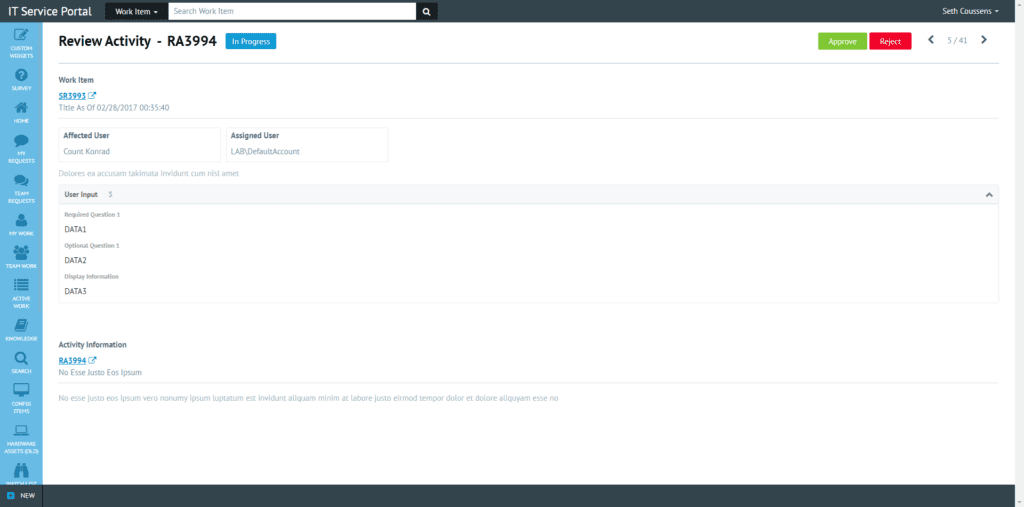 App - Self-Service Portal 6 Approvals page