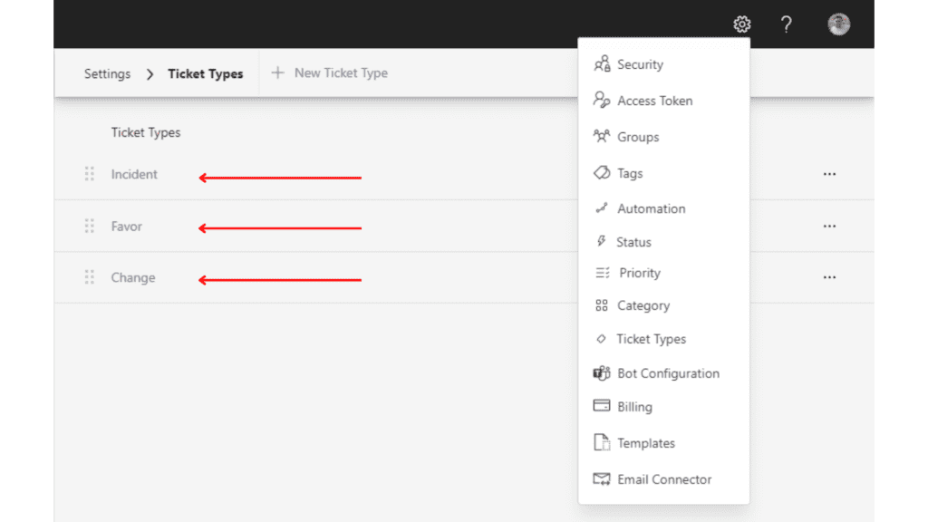 Tikit types incident favor change red arrows 2