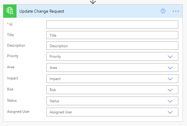 Power Automate action: update a change request