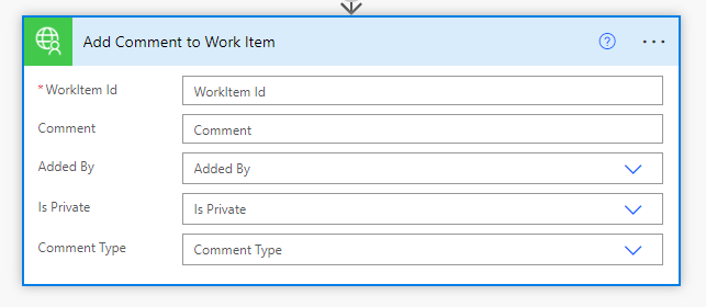 Power Automate actions: add comment to work item