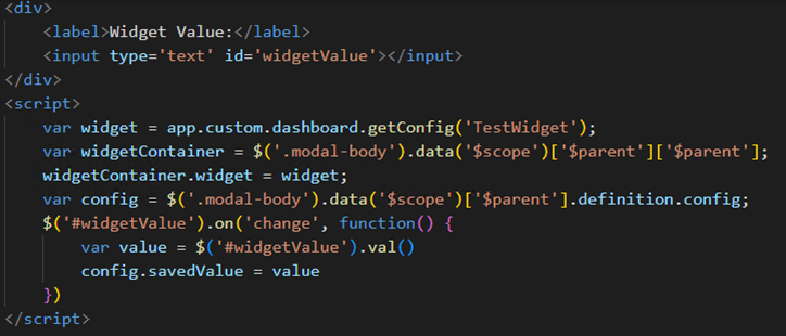 Cireson widget framework: define the configuration interface screenshot