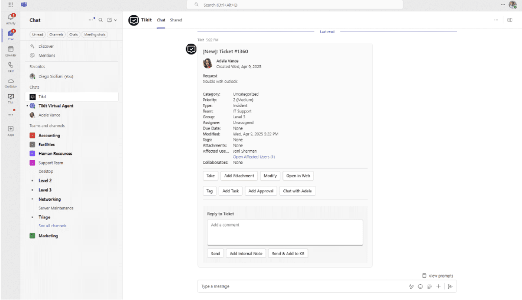 Integrations 8 Teams Tikit Integration