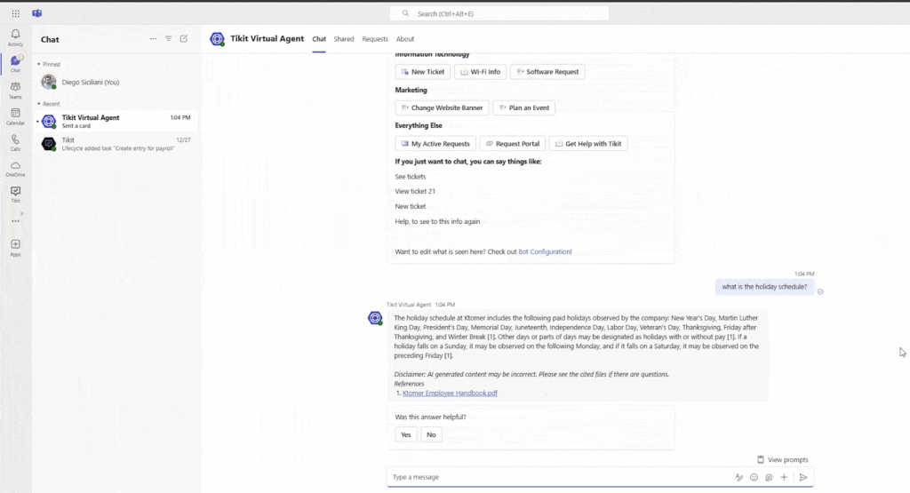 Human Resources 5 Chatbot