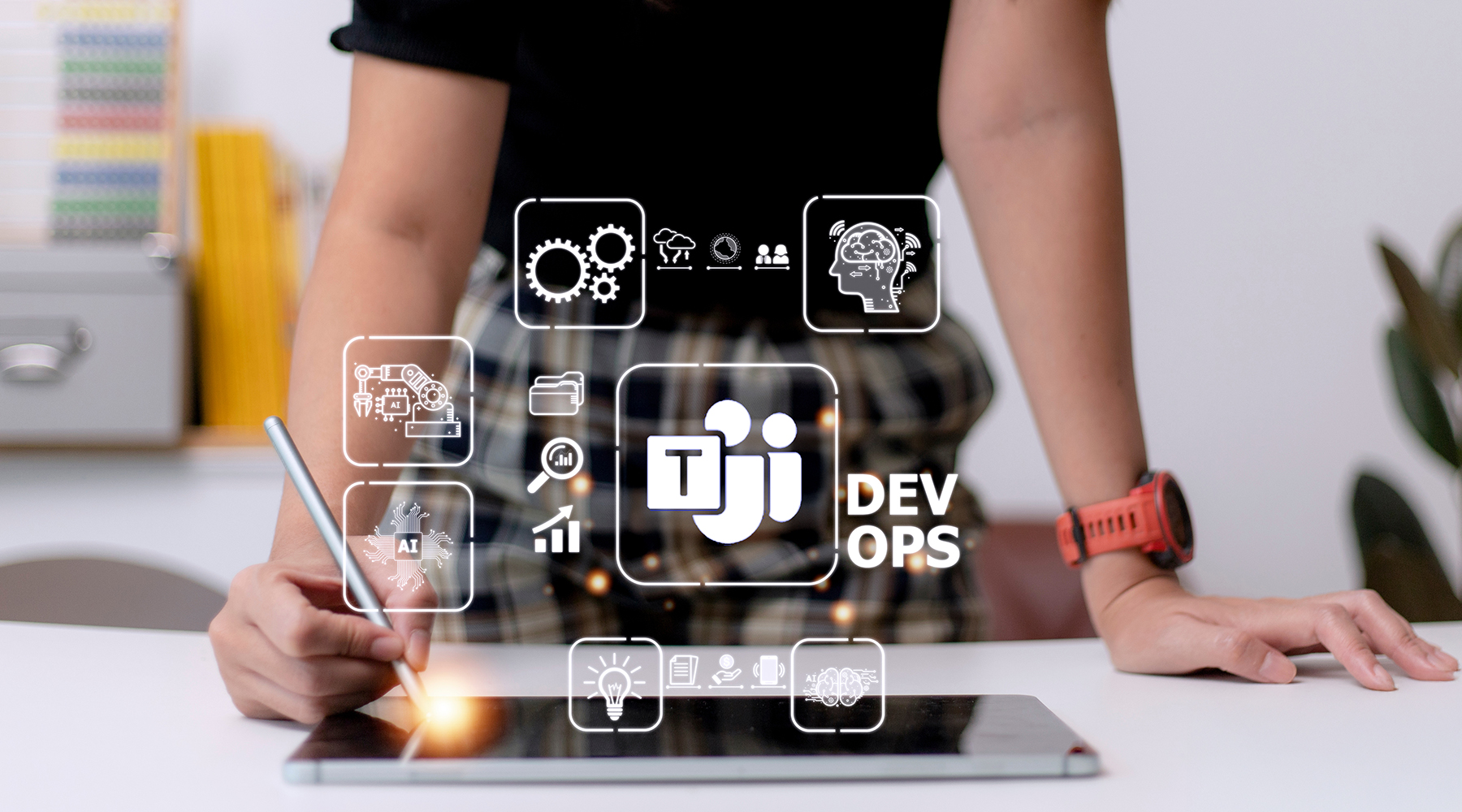icons and gears representing DevOps ticketing
