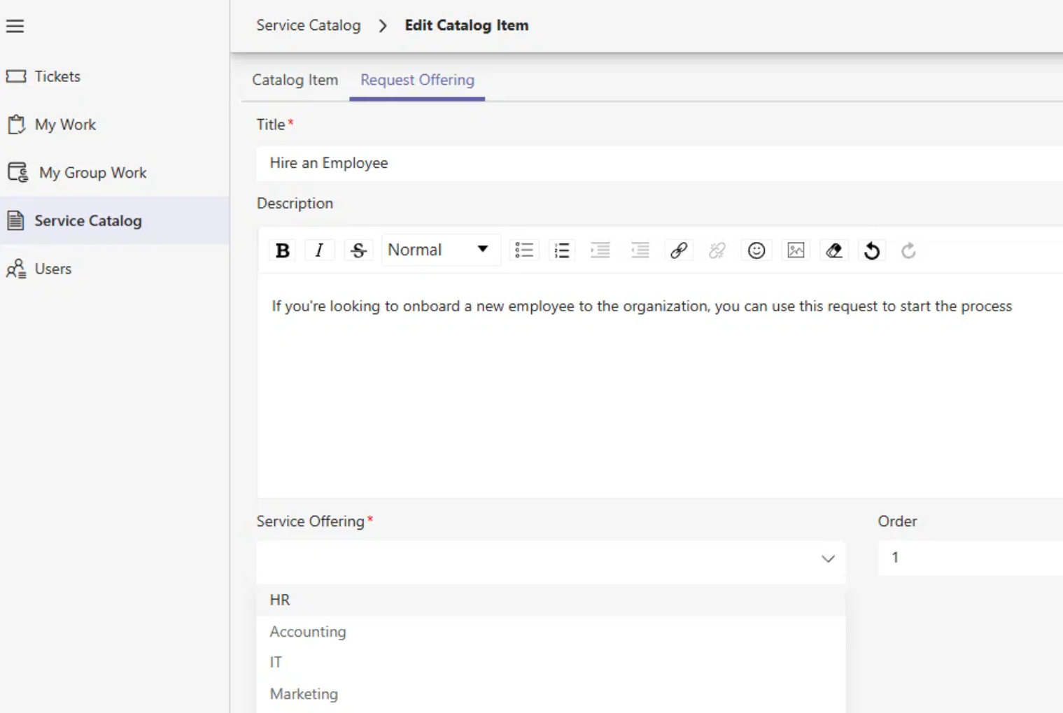 Introducing Visual Service Catalog 4 edit catalog item