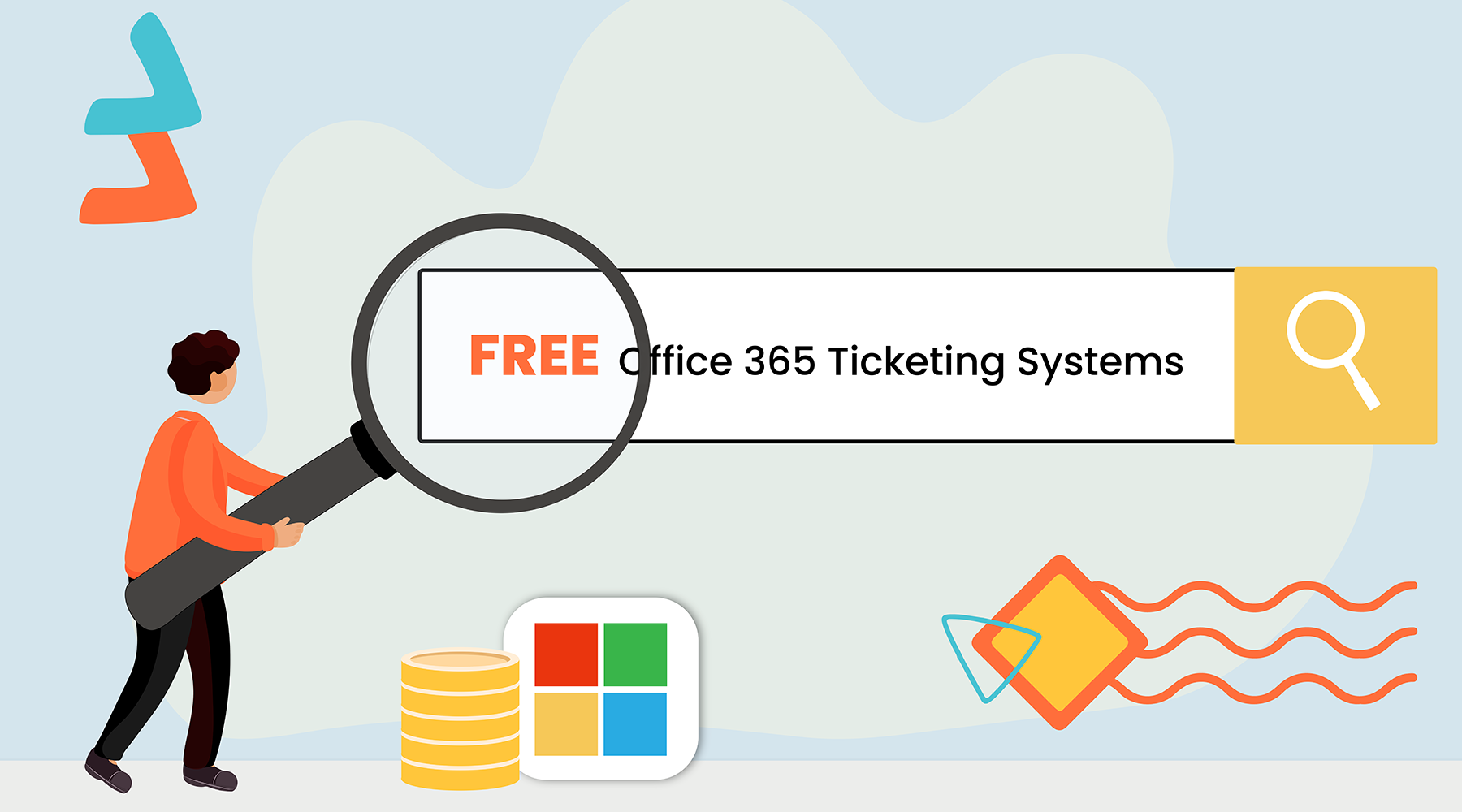 illustration of someone searching for free office 365 ticketing systems