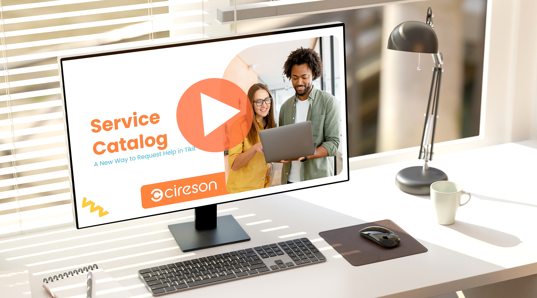 Screen with opening slide from the Tikit Service Catalog webinar