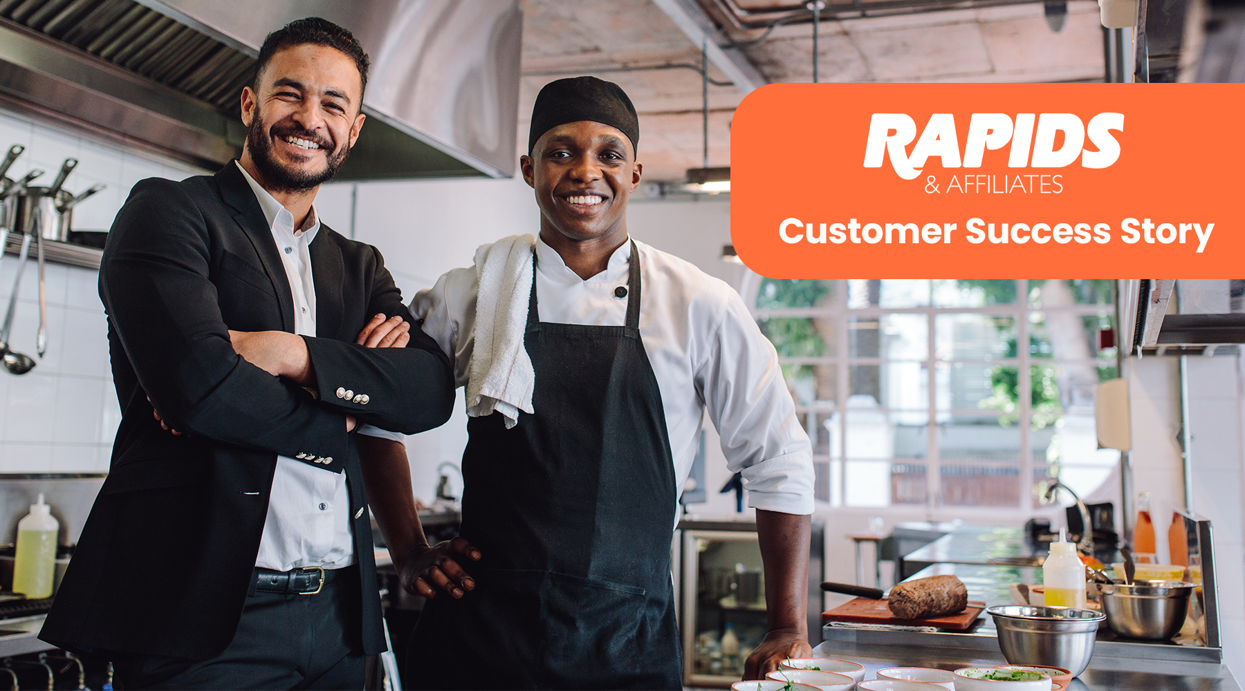 Customer Success Stories 6 chef and businessman standing together in commercial kitchen