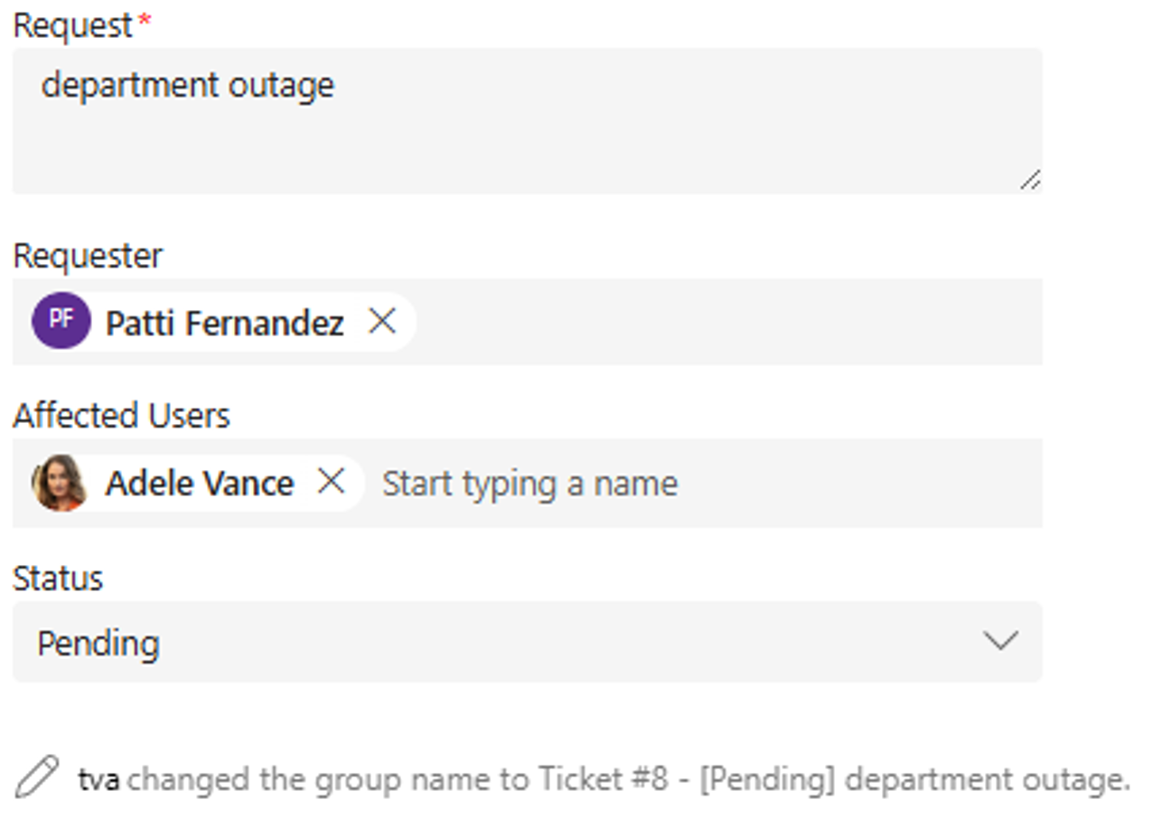 8 Ticket status shows Pending